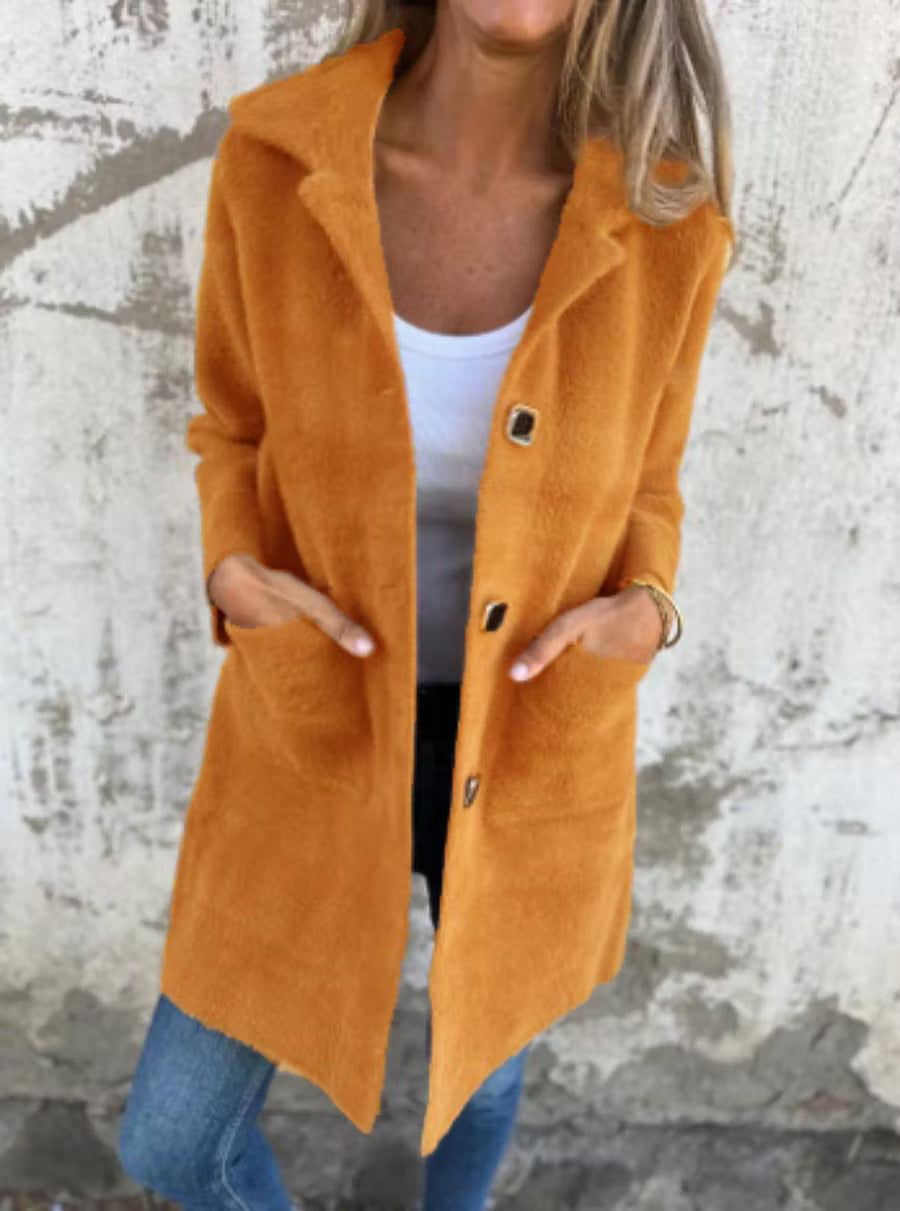 Fia - Manteau long doux à boutons