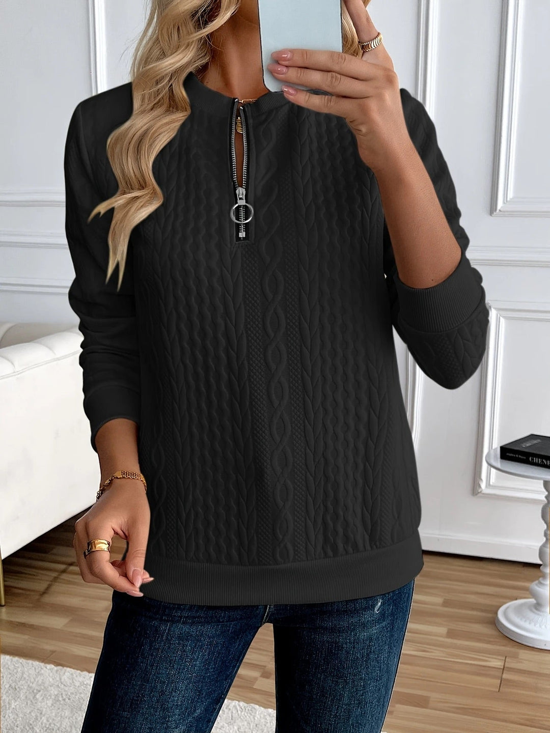 Darla - Pull zippé texturé