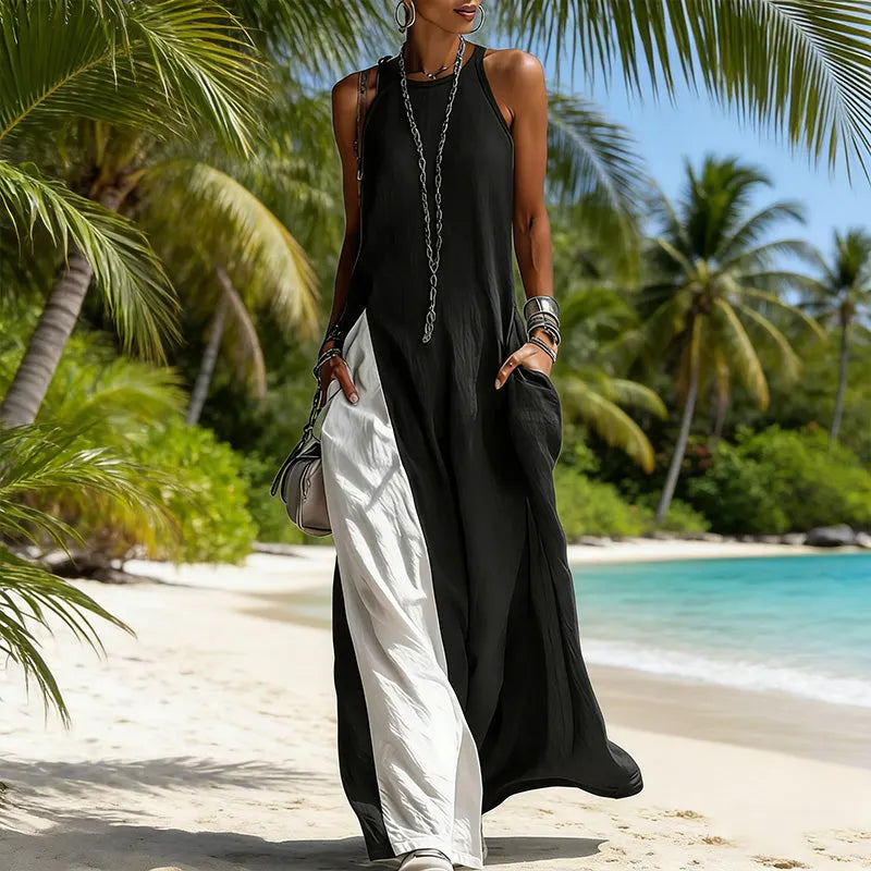 Zarella - Robe longue color-block au toucher doux