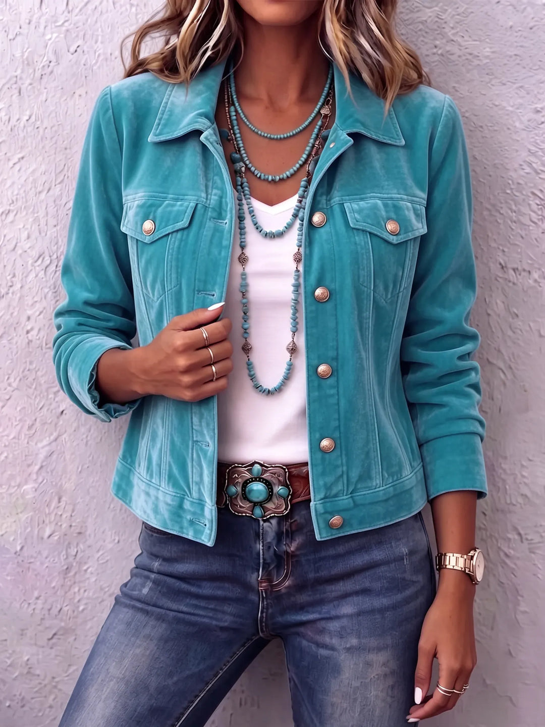 Amandria - Veste vintage délavée à boutons