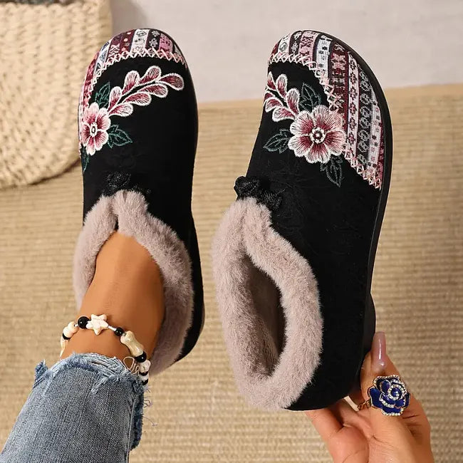 Isola - Chaussures à enfiler en velours à motif floral