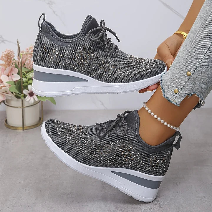 Lilia - Baskets compensées ornées de strass