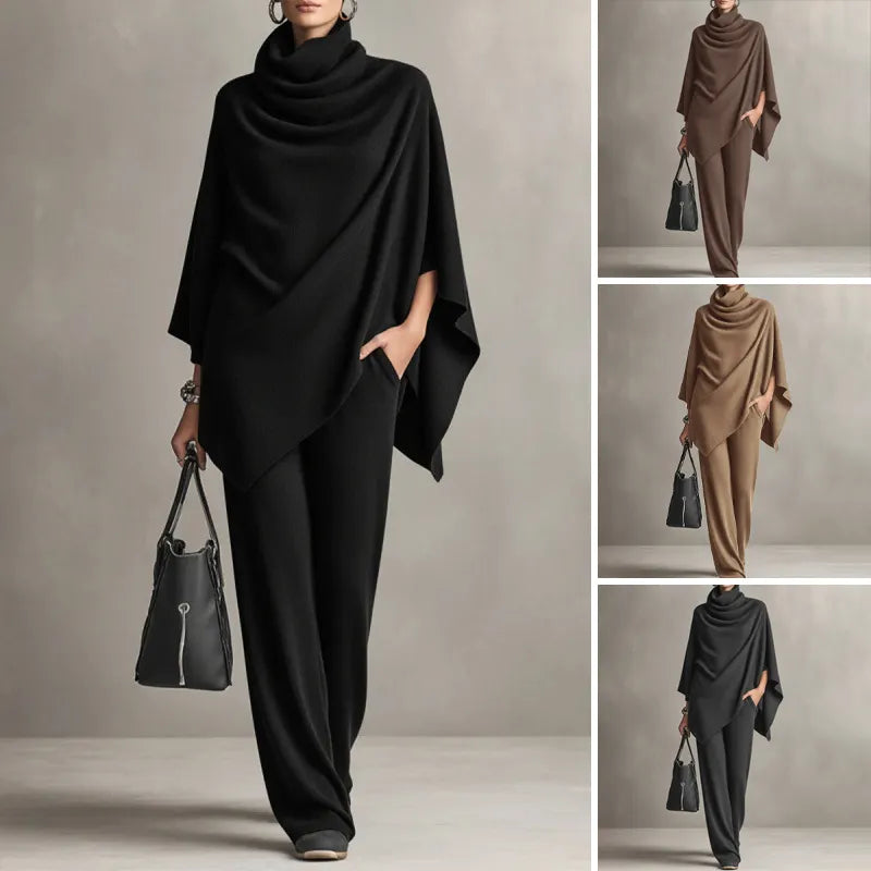 Kaelis - Ensemble pantalon deux pièces à col roulé drapé