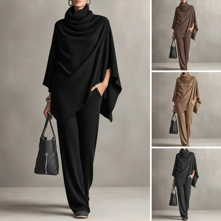 Kaelis - Ensemble pantalon deux pièces à col roulé drapé