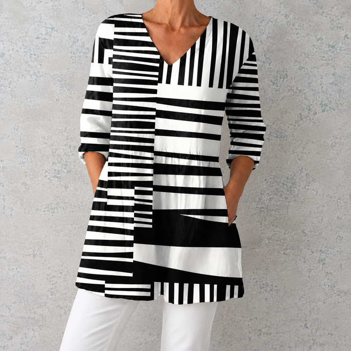 Savannah - Blouse longue à col drapé en V