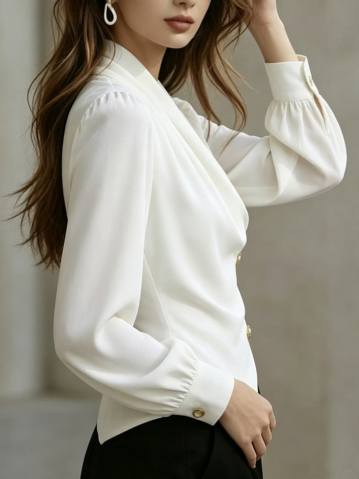 Ximena - Blouse drapée en satin élégante