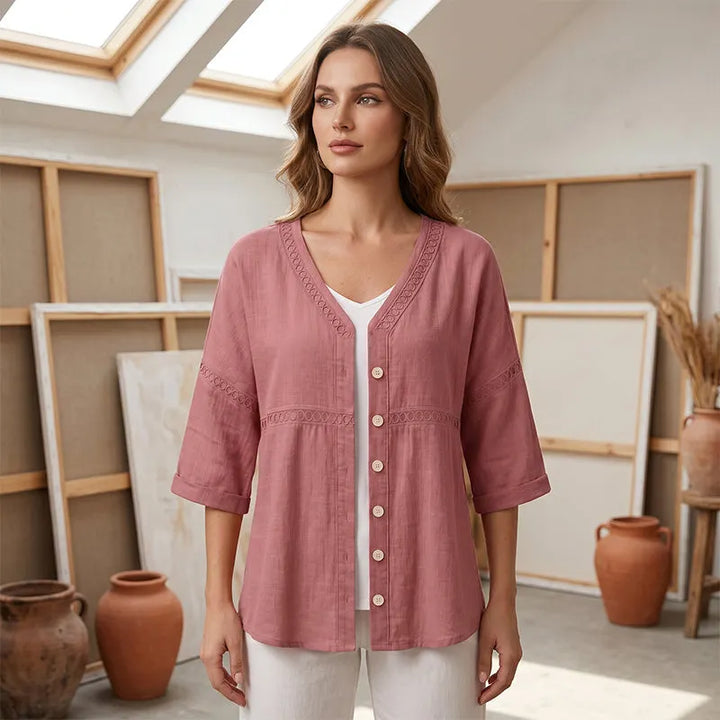 Ardena - Blouse brodée boutonnée