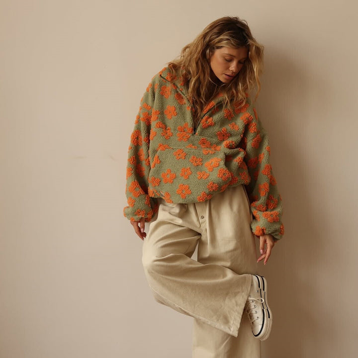 Clemency - Pull polaire confortable à motif fleuri