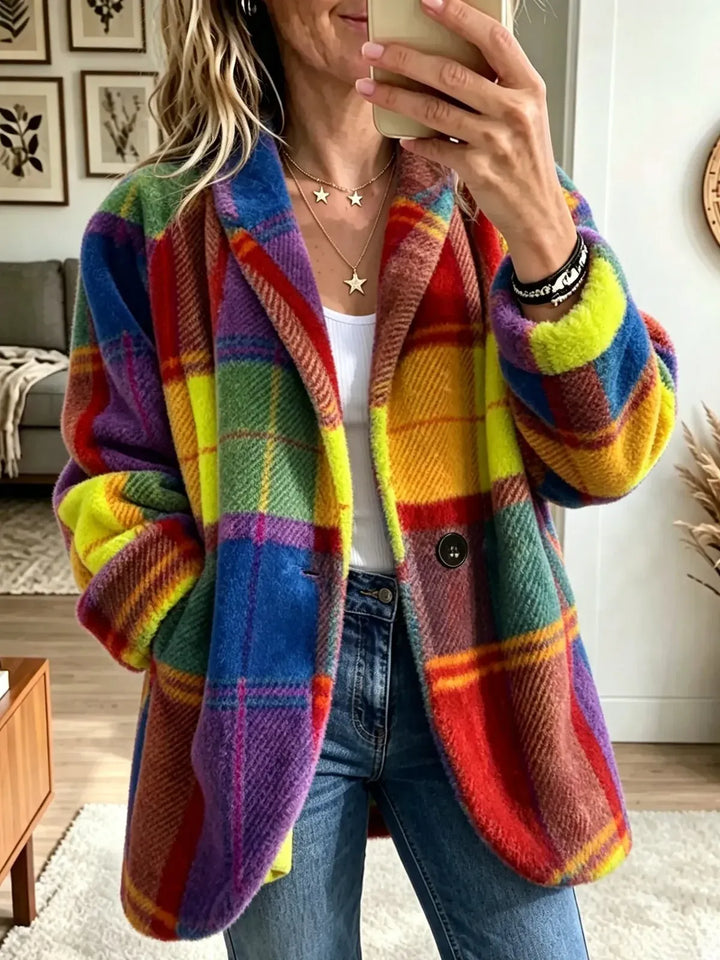 Apollonia - Veste oversize en peluche à carreaux