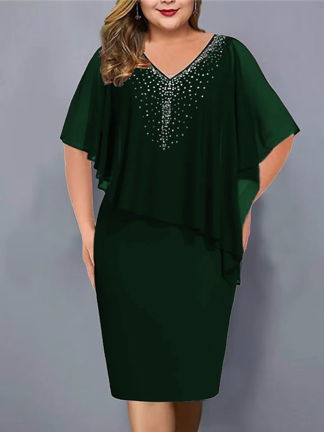 Lirienne - Robe midi à col V ornée de strass premium