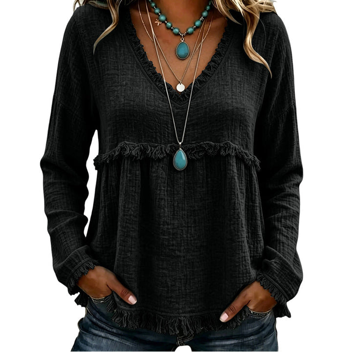 Ariselle - Blouse col V à franges