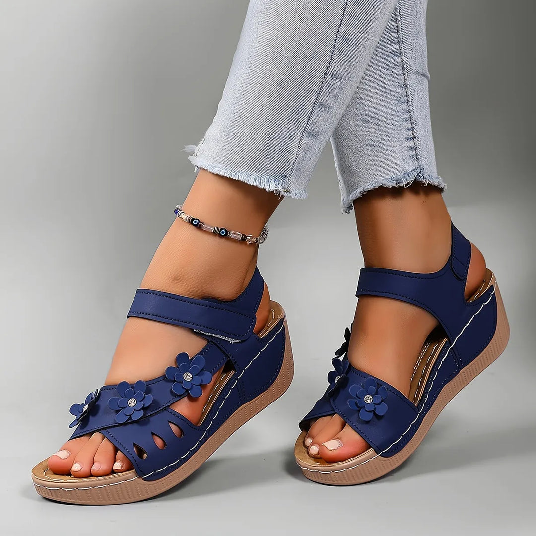 Fiorelia - Sandales compensées à motif floral confortables