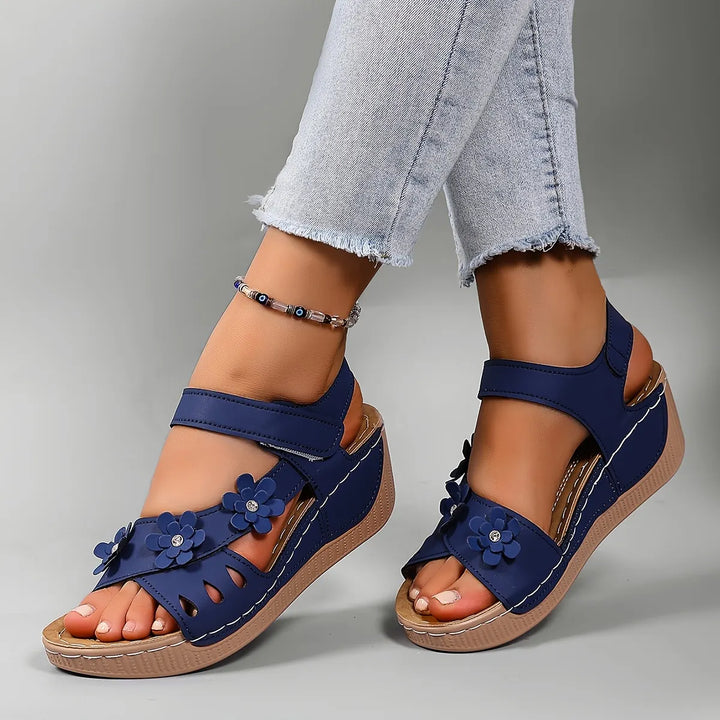 Fiorelia - Sandales compensées à motif floral confortables