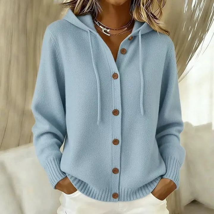 Emanora - Cardigan à capuche boutonné confortable
