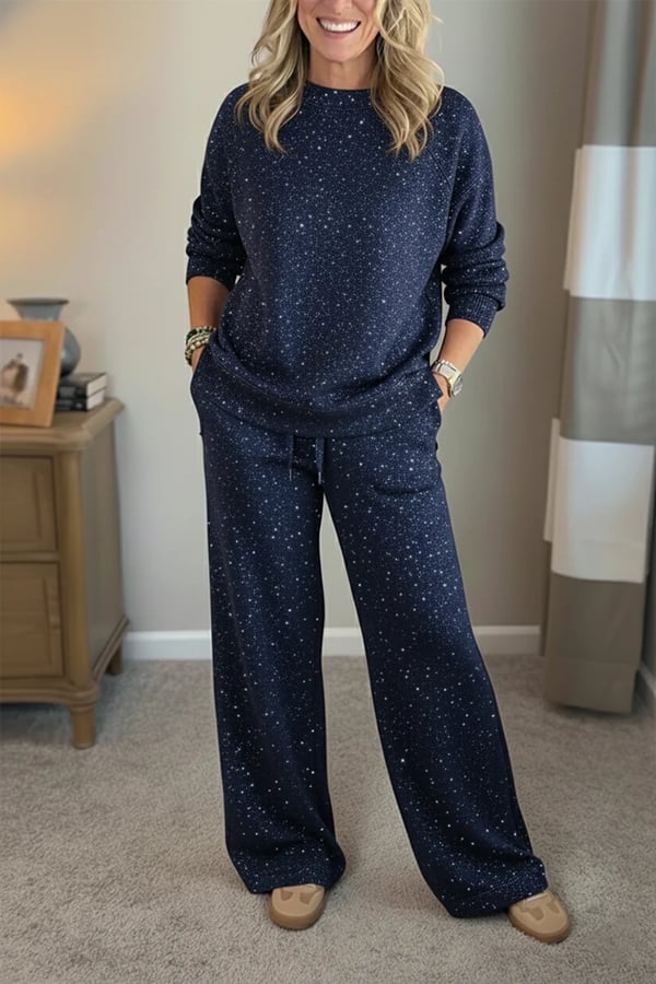 Celia - Ensemble veste-pantalon à finition brillante