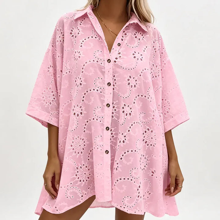 Amarielle - Robe brodée boutonnée et aérée