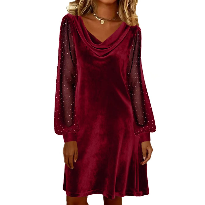 Verelia - Mini-robe en velours à col bénitier