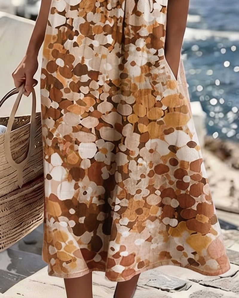 Adria - Robe midi trapèze en tissu doux