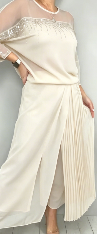 Caia - Ensemble deux-pièces pantalon à pinces orné