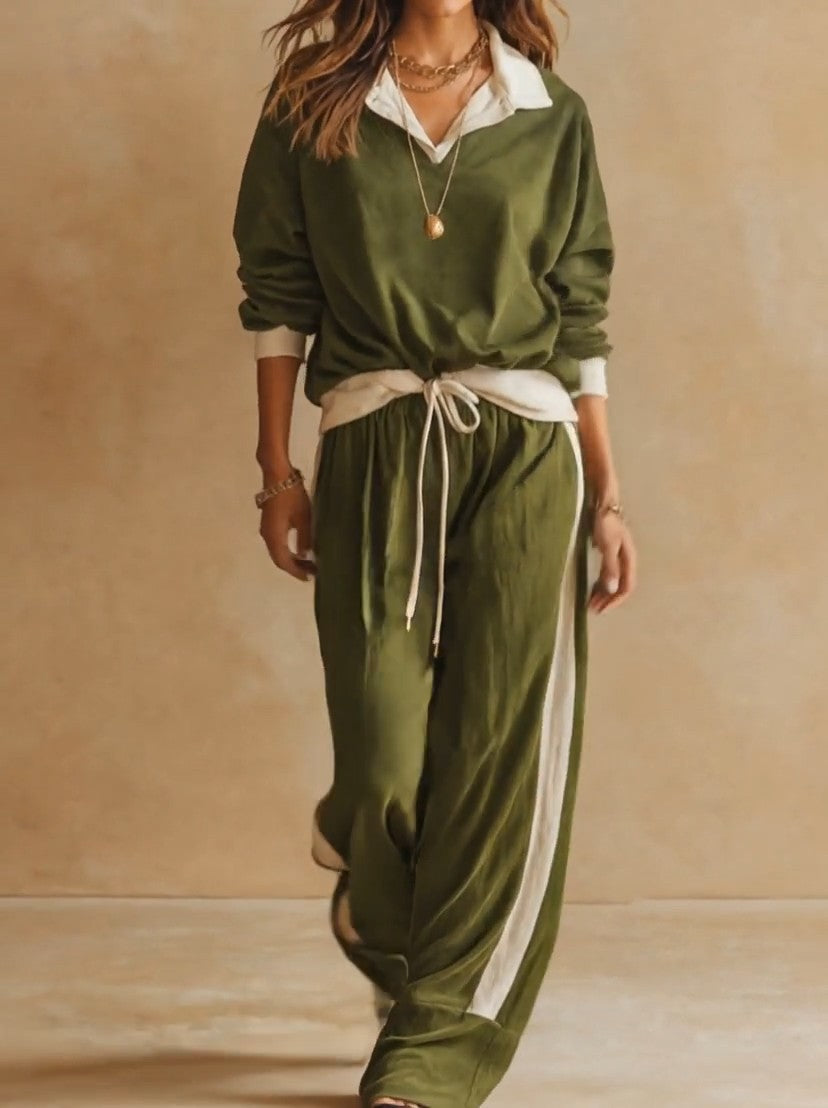 Ruby - Ensemble pantalon large et polo décontracté