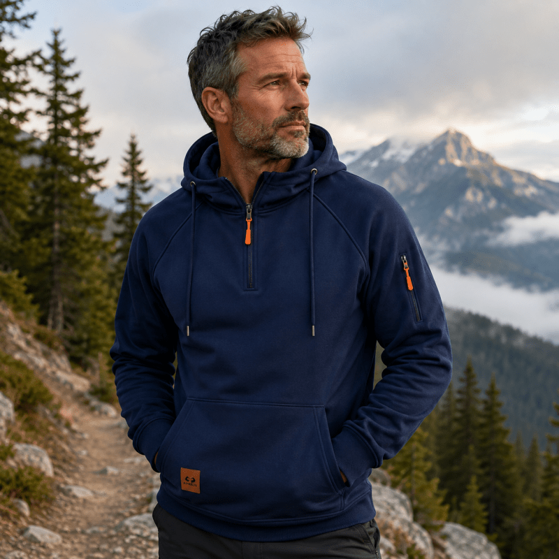 Sterling - Sweat à capuche demi-zip au toucher doux