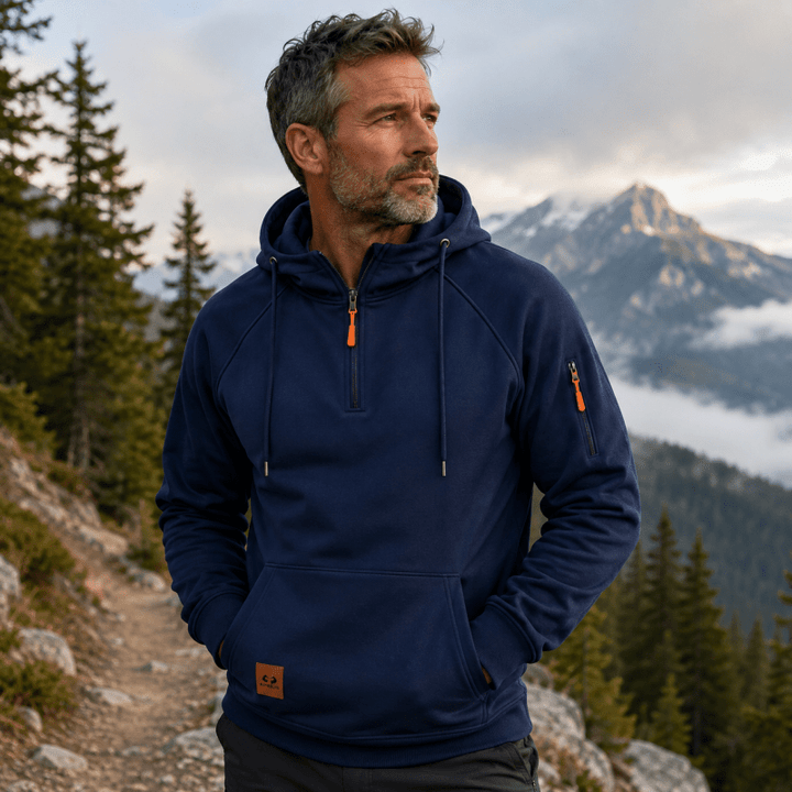 Sterling - Sweat à capuche demi-zip au toucher doux