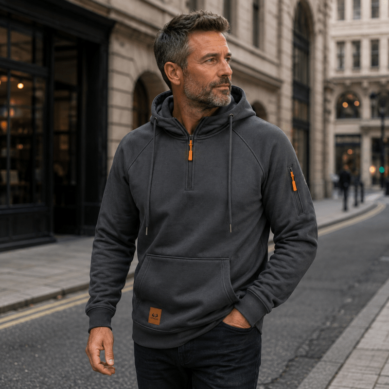 Sterling - Sweat à capuche demi-zip au toucher doux