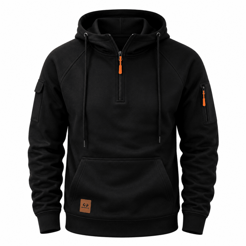 Sterling - Sweat à capuche demi-zip au toucher doux