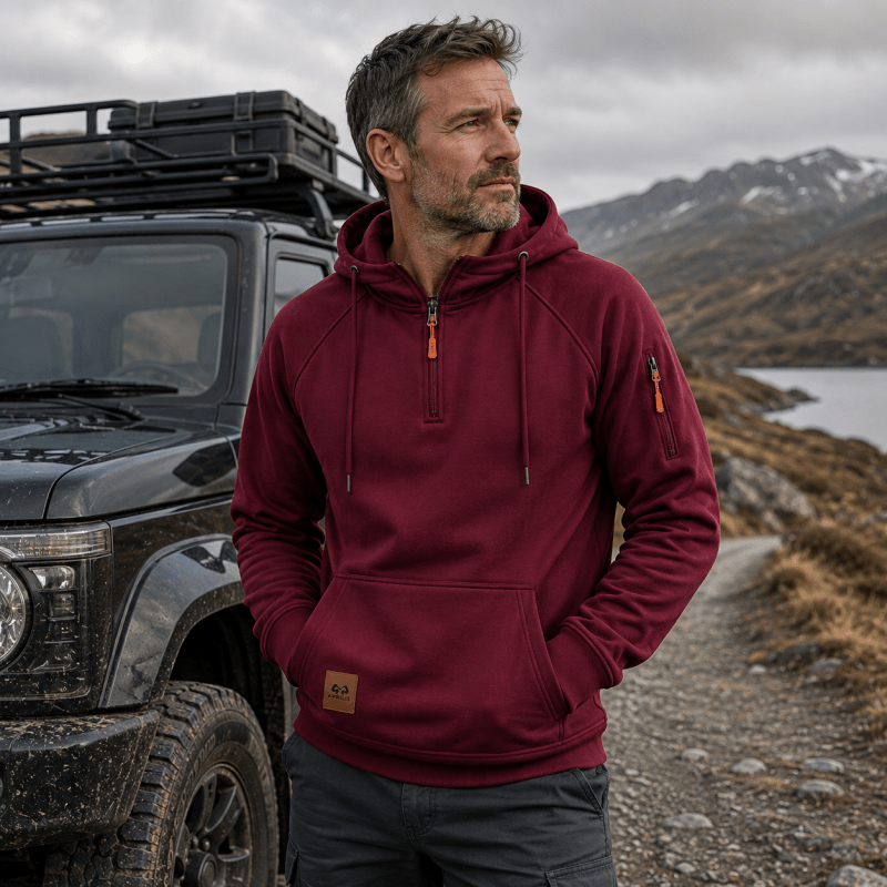 Sterling - Sweat à capuche demi-zip au toucher doux