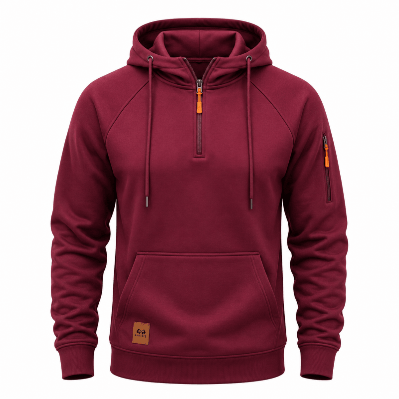 Sterling - Sweat à capuche demi-zip au toucher doux