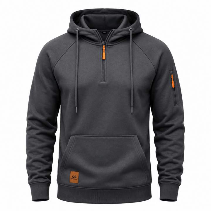 Sterling - Sweat à capuche demi-zip au toucher doux