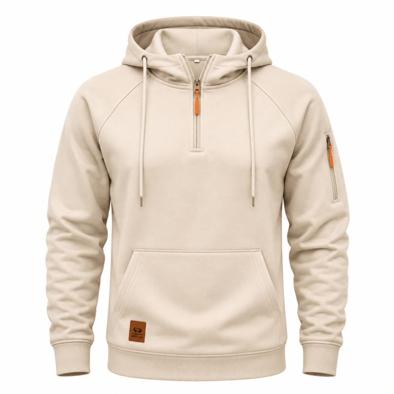 Sterling - Sweat à capuche demi-zip au toucher doux