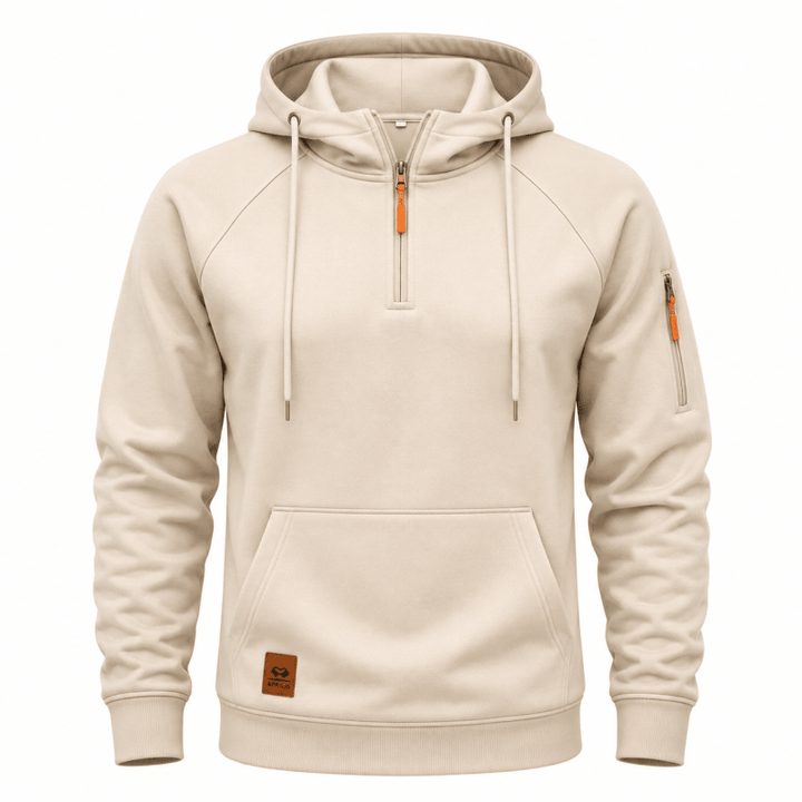 Sterling - Sweat à capuche demi-zip au toucher doux