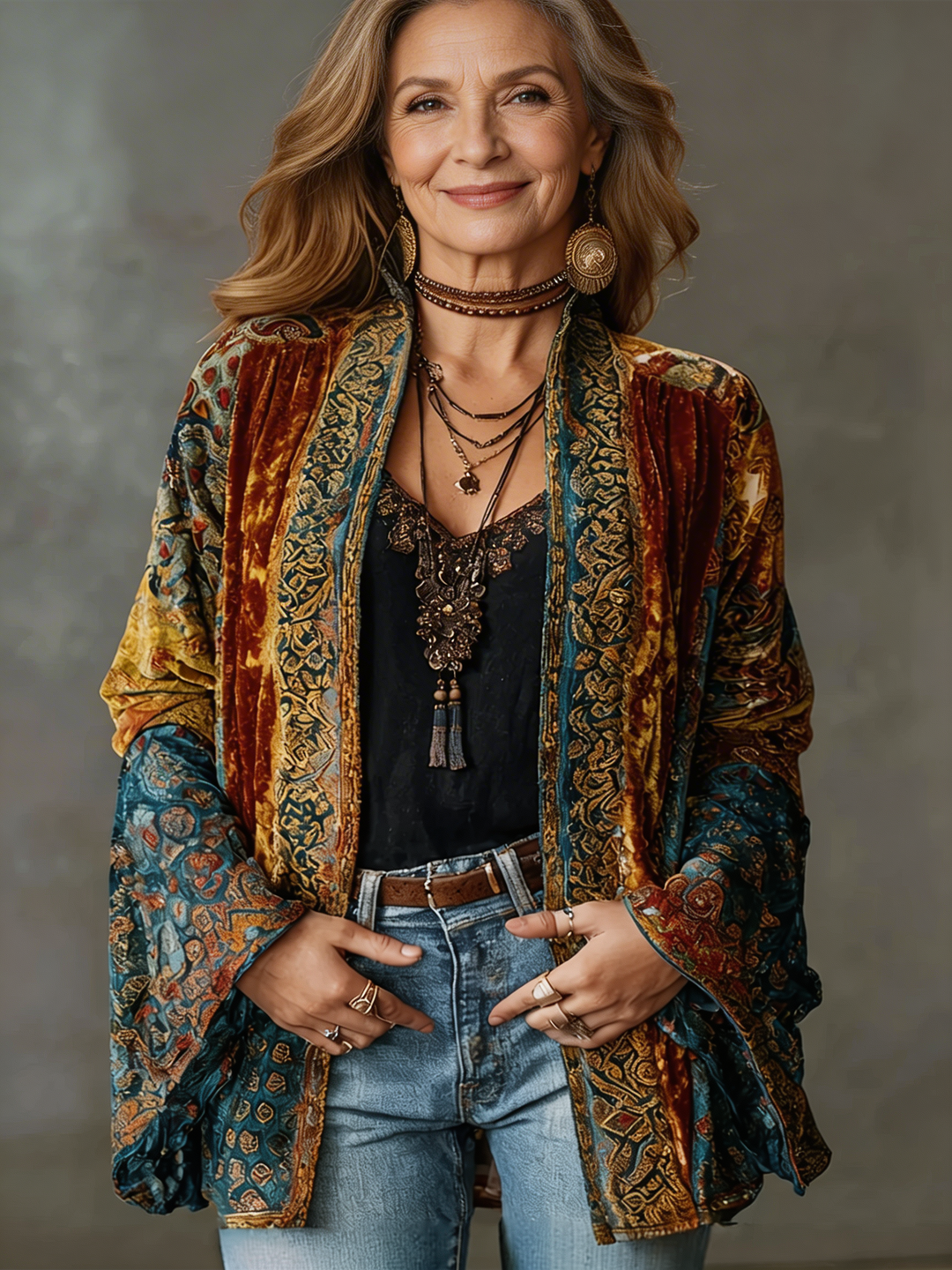 Eudocia - Gilet kimono brodé bohème