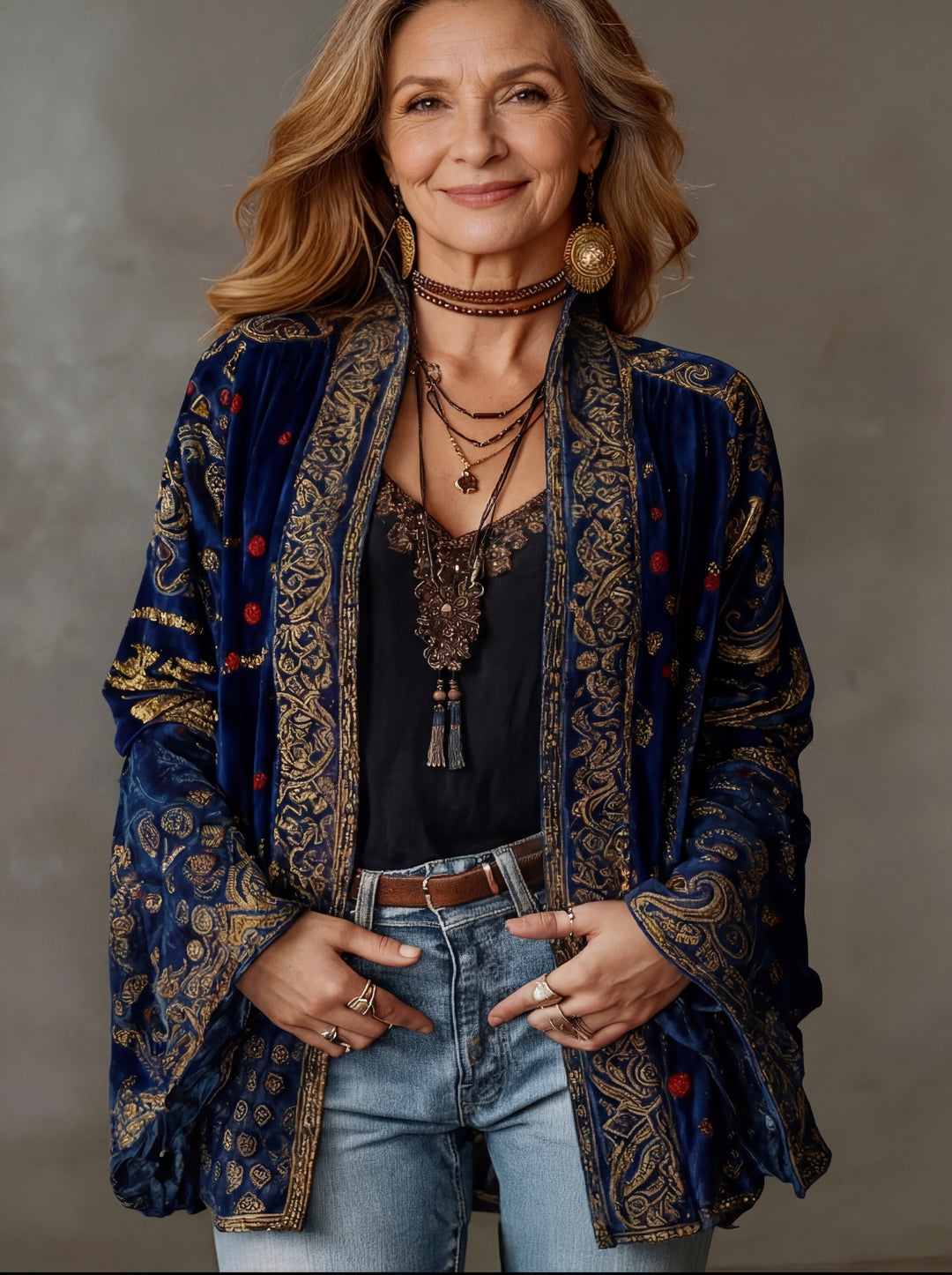 Eudocia - Gilet kimono brodé bohème