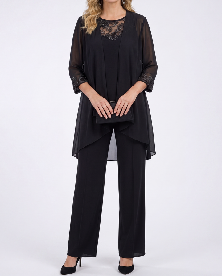 Aeliana - Ensemble 3 pièces élégant avec blazer et pantalon large