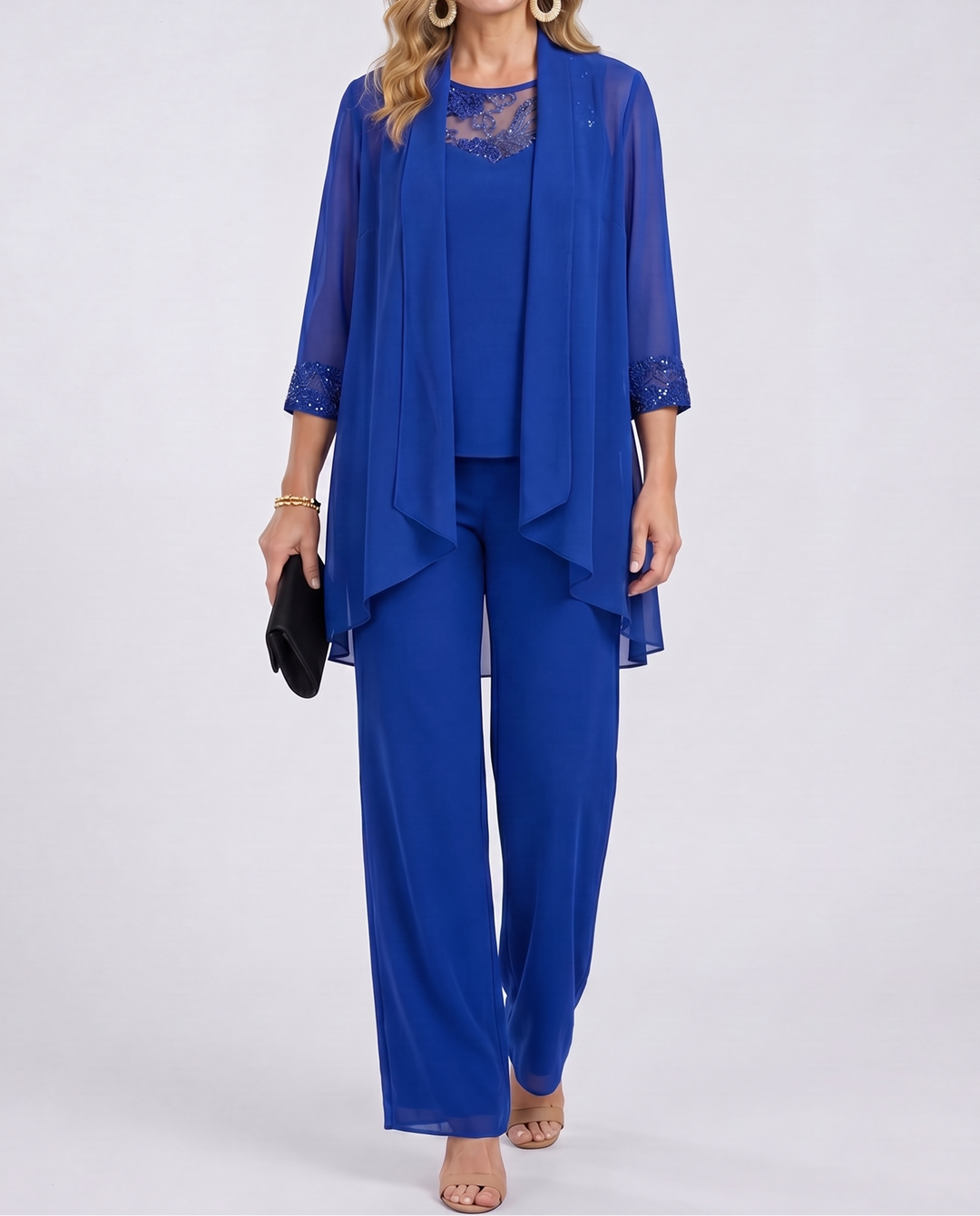 Aeliana - Ensemble 3 pièces élégant avec blazer et pantalon large
