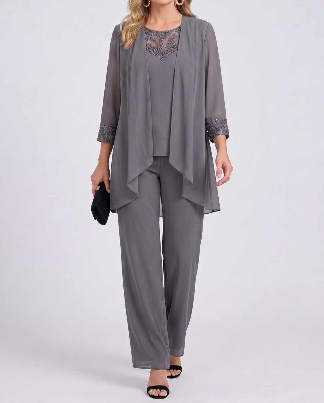 Aeliana - Ensemble 3 pièces élégant avec blazer et pantalon large