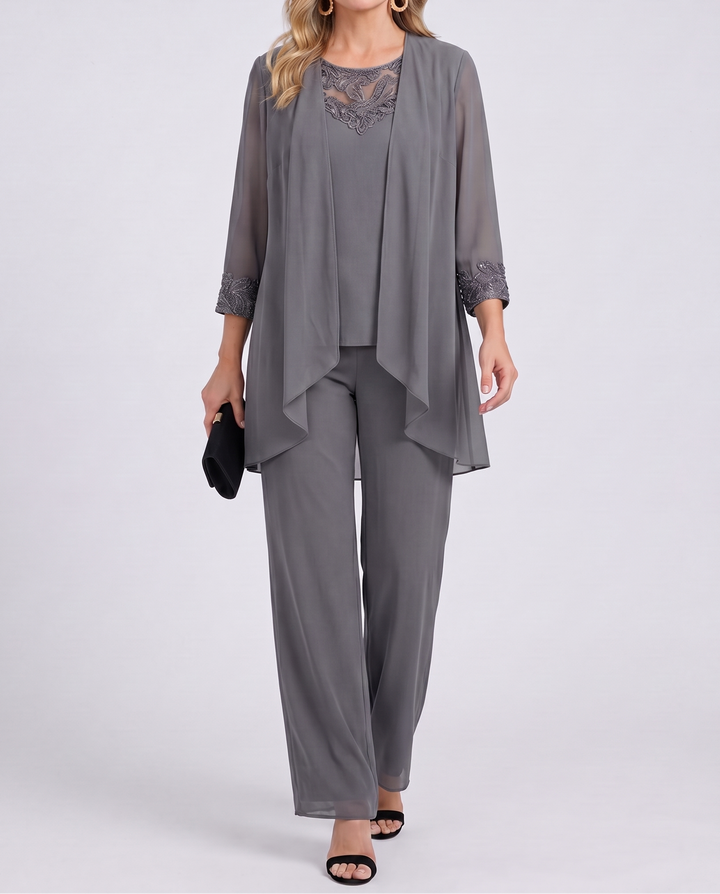 Aeliana - Ensemble 3 pièces élégant avec blazer et pantalon large