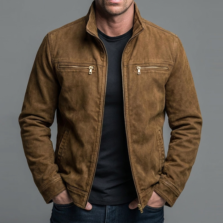 Brody - Veste zippée en coton, effet délavé vintage