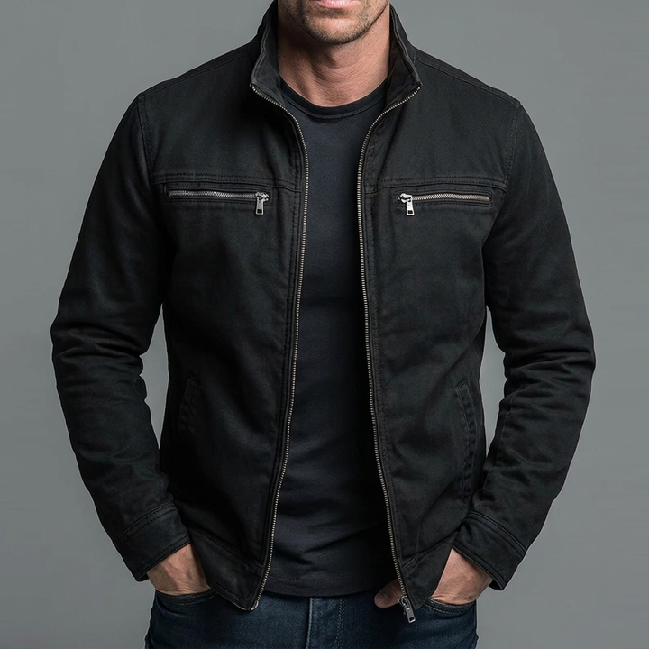 Brody - Veste zippée en coton, effet délavé vintage