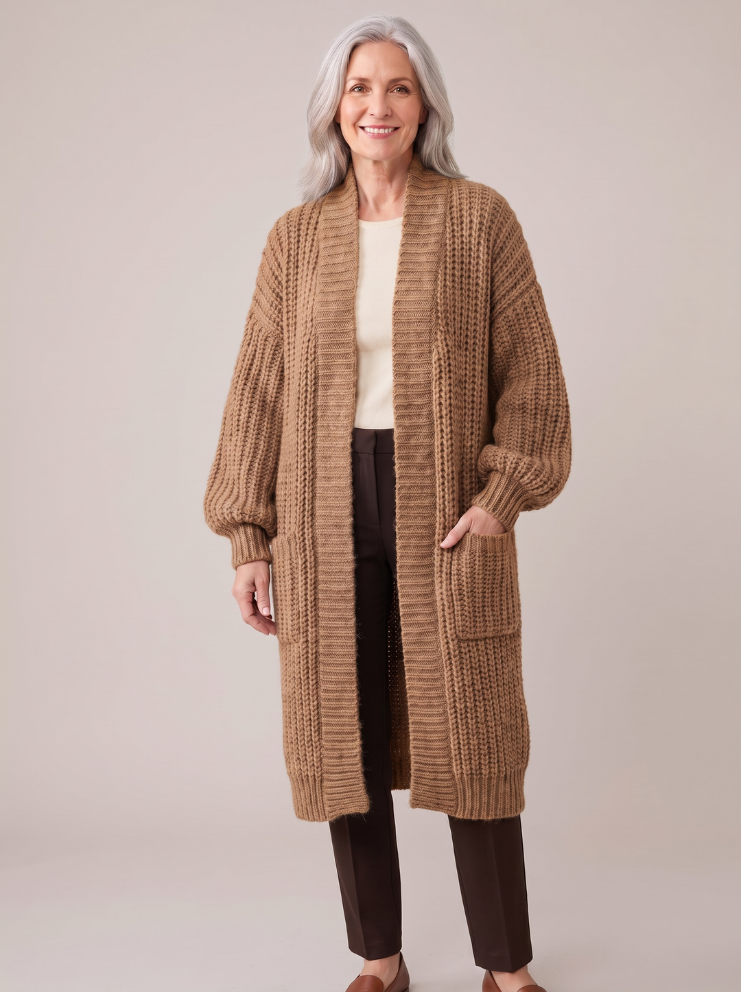 Rosalienne - Cardigan long doux au toucher