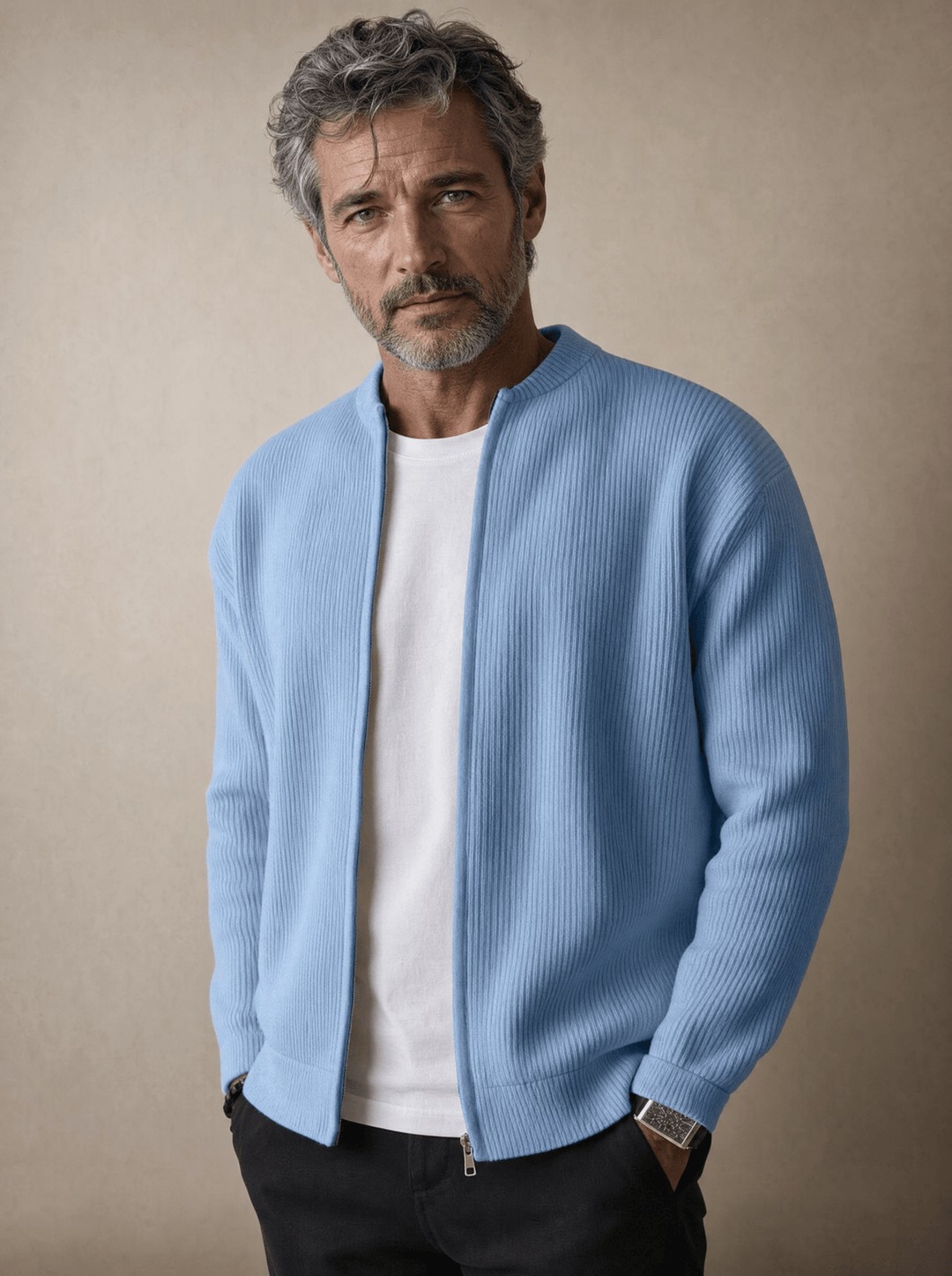 Foster - Cardigan zippé côtelé