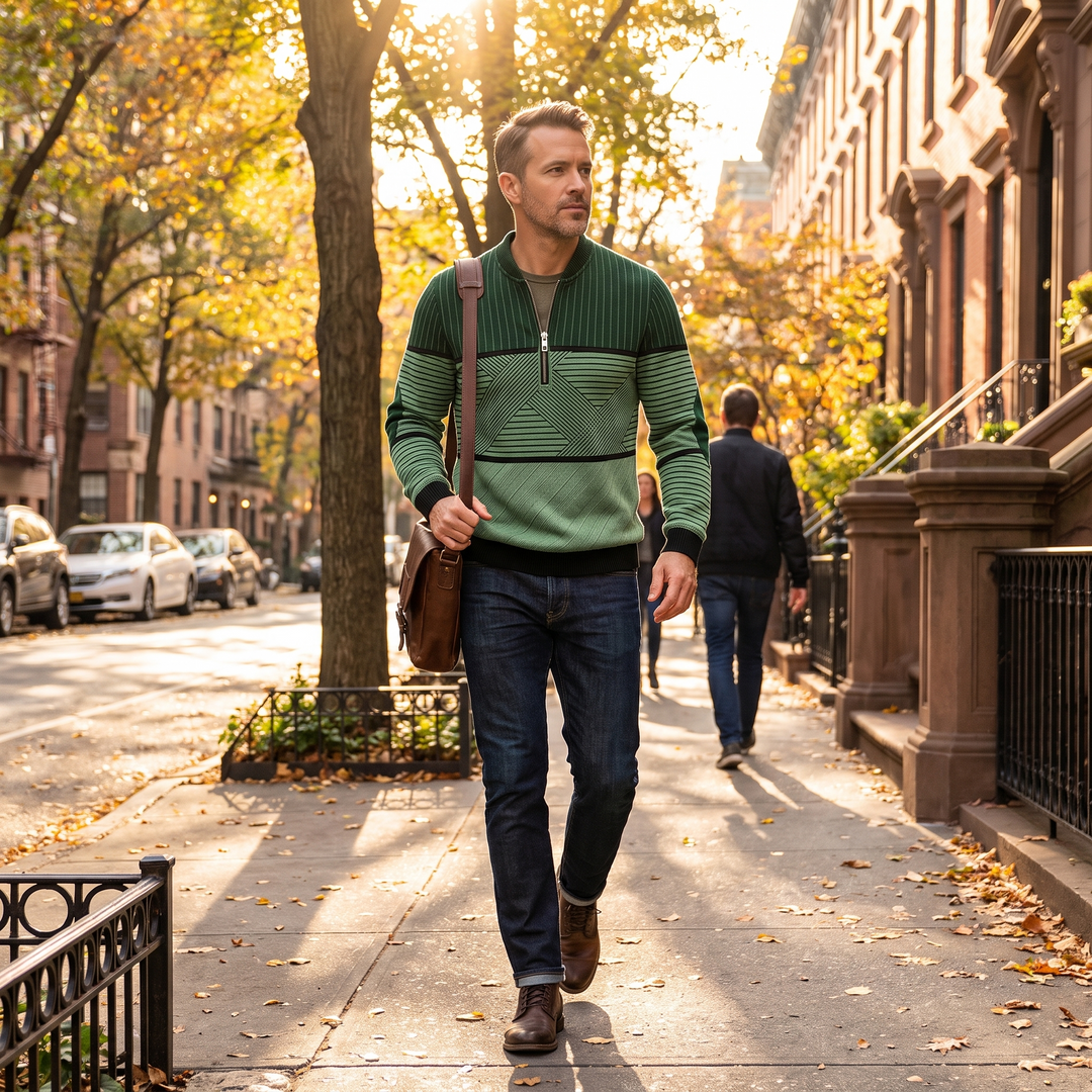 Caian - Pull en maille haut de gamme à demi-zip