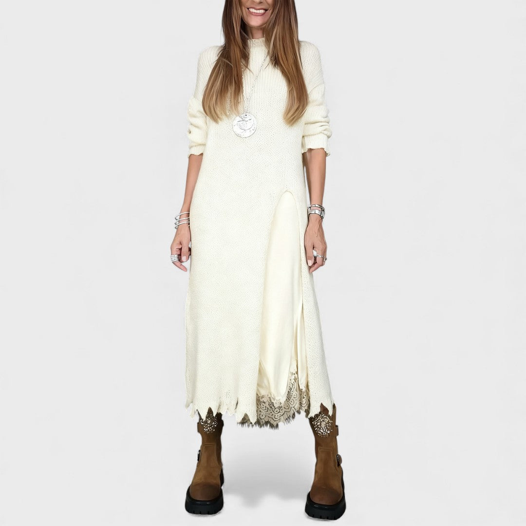 Aravina - Ensemble pull et robe à effet superposé, doux