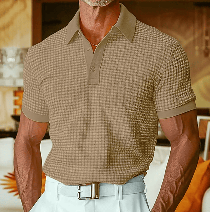 Beren - Polo texturé à carreaux