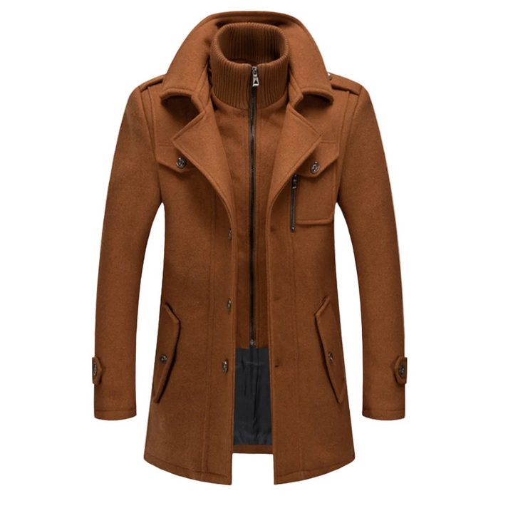 Davin - Manteau mi-long à col montant superposé