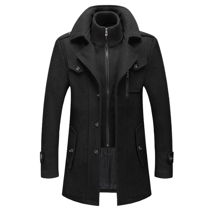Davin - Manteau mi-long à col montant superposé