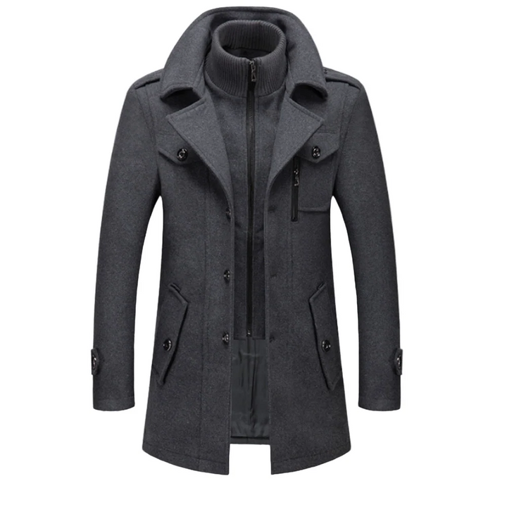 Davin - Manteau mi-long à col montant superposé
