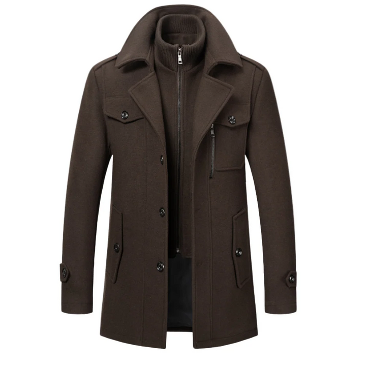 Davin - Manteau mi-long à col montant superposé